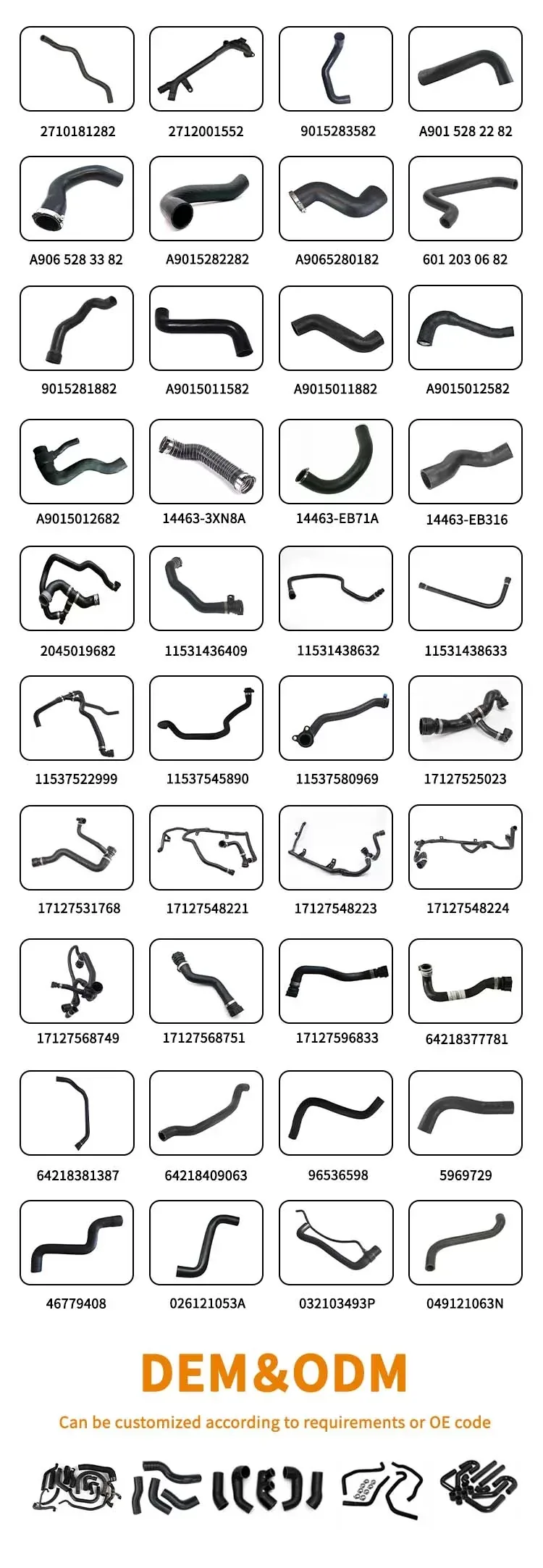 EPDM Upper Radiator Hose 17127525023 BMW Parts gallery